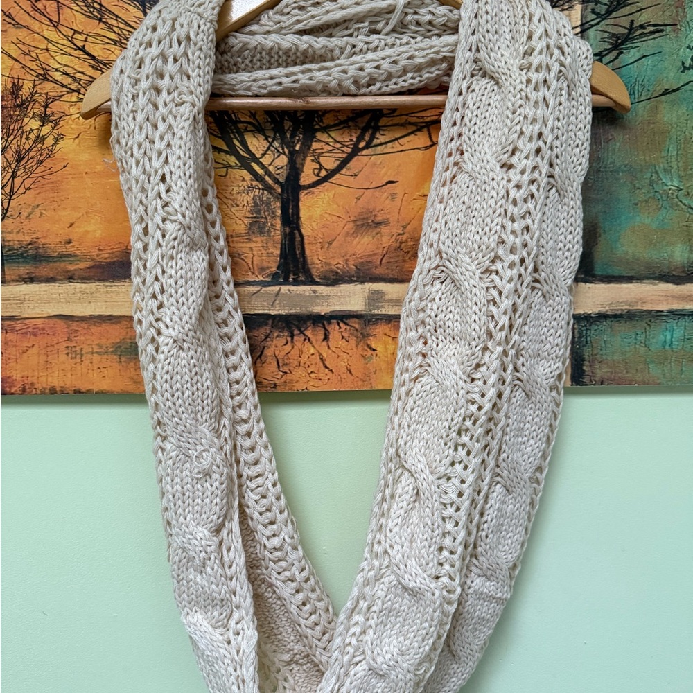 Cozy Cream Knit Infinity Scarf